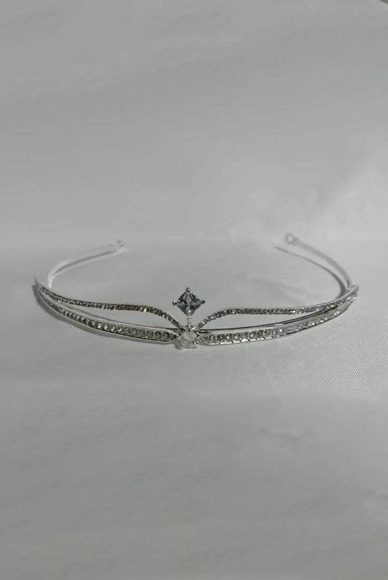 Silver Rhinestone Pearl Wedding Tiara - KissProm