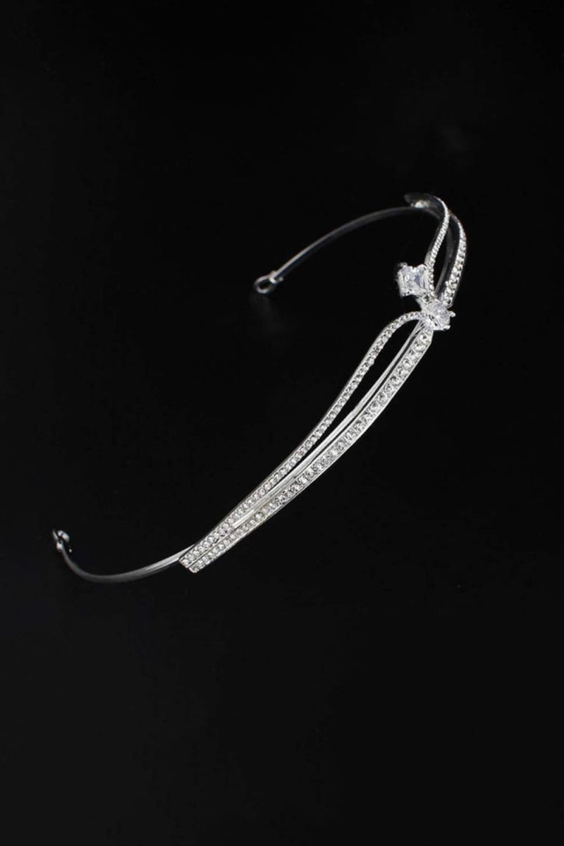 Silver Rhinestone Pearl Wedding Tiara - KissProm