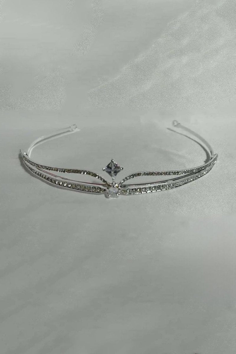 Silver Rhinestone Pearl Wedding Tiara - KissProm