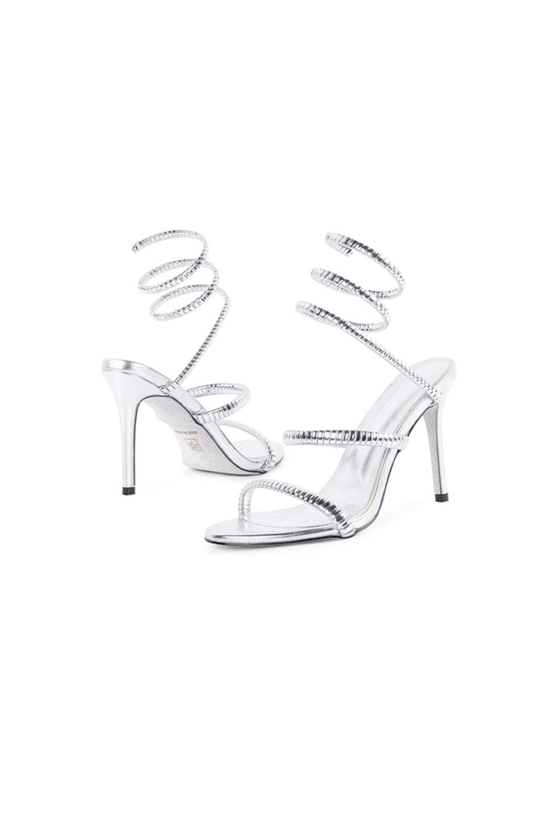 Gold Snake Wrap Open Toe High Heels Sandal - KissProm