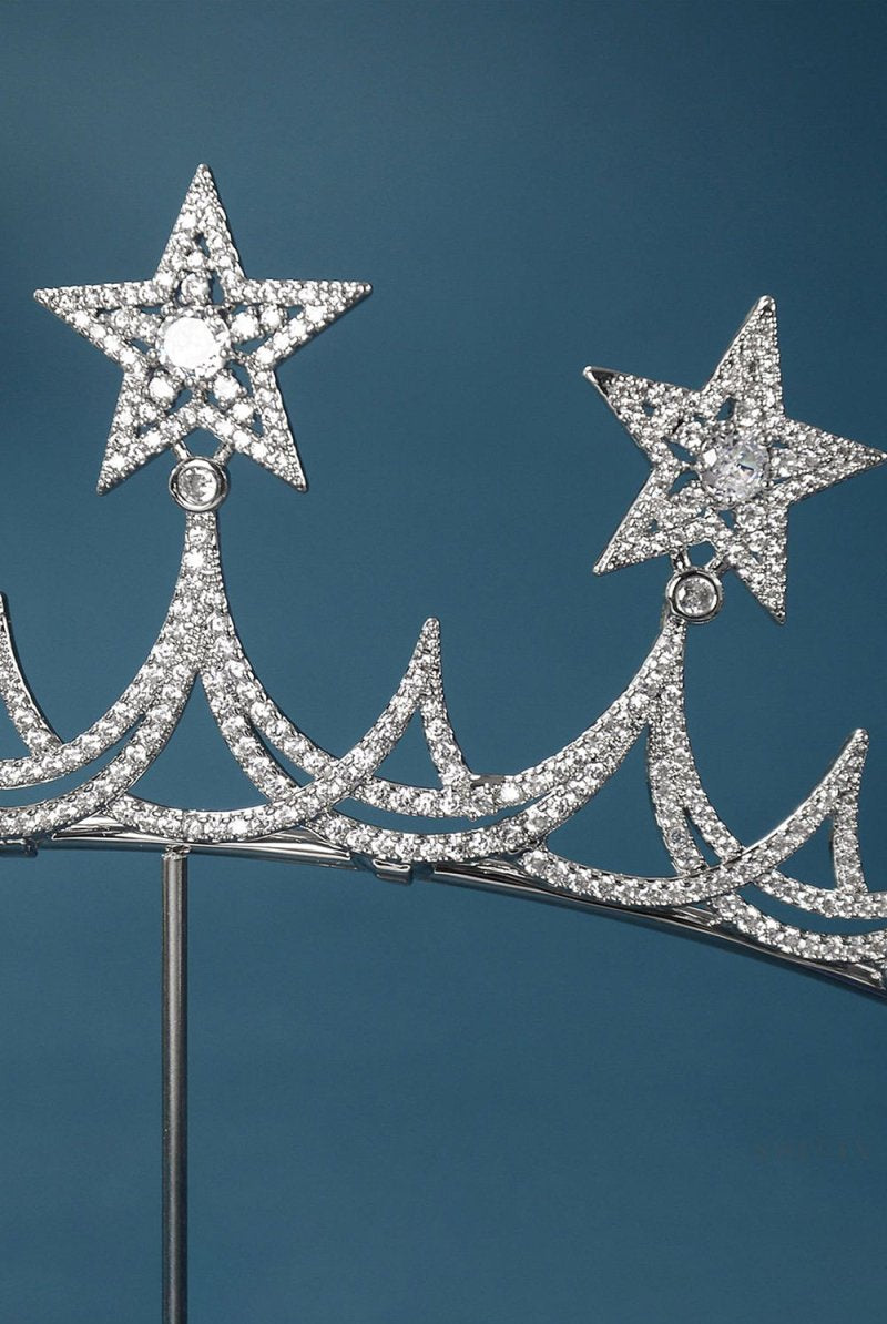 Silver Starry Zircon Tiara - KissProm