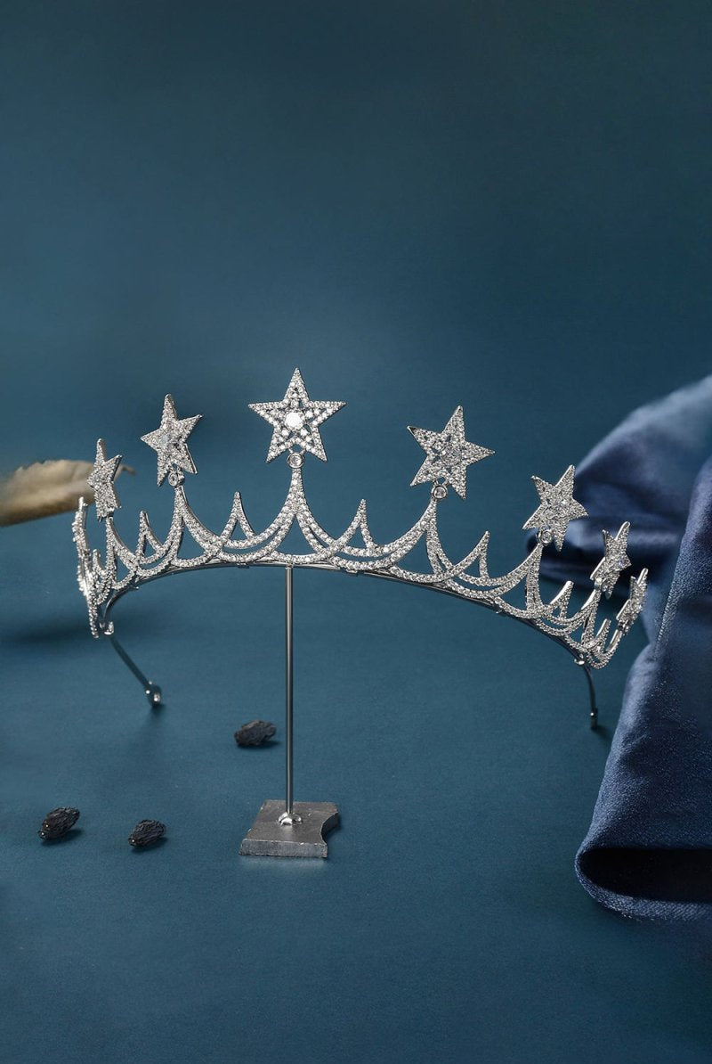 Silver Starry Zircon Tiara - KissProm