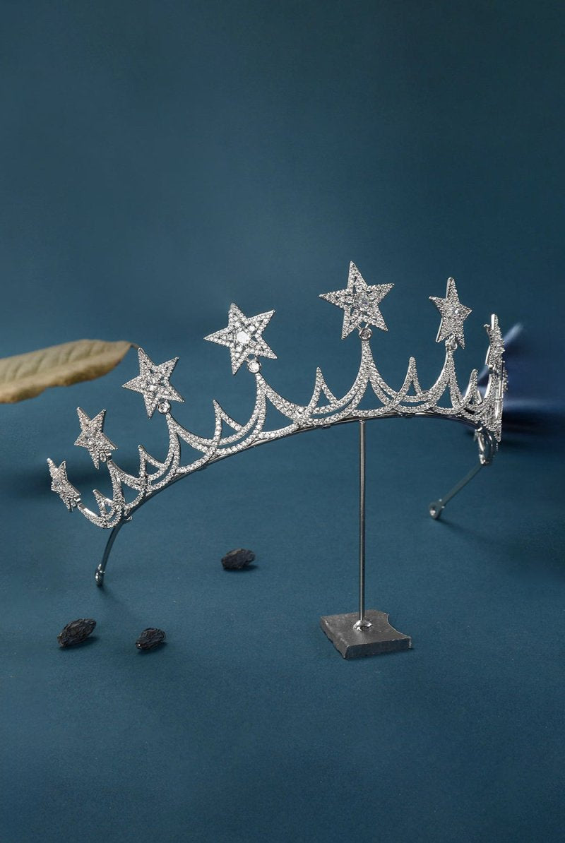 Silver Starry Zircon Tiara - KissProm