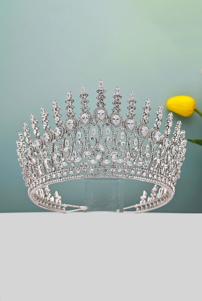 Silver Tall Wedding Tiara - KissProm