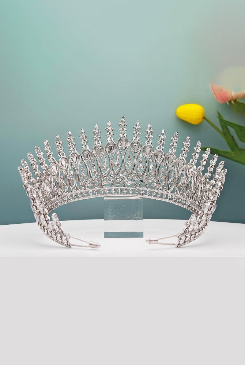 Silver Tall Wedding Tiara - KissProm