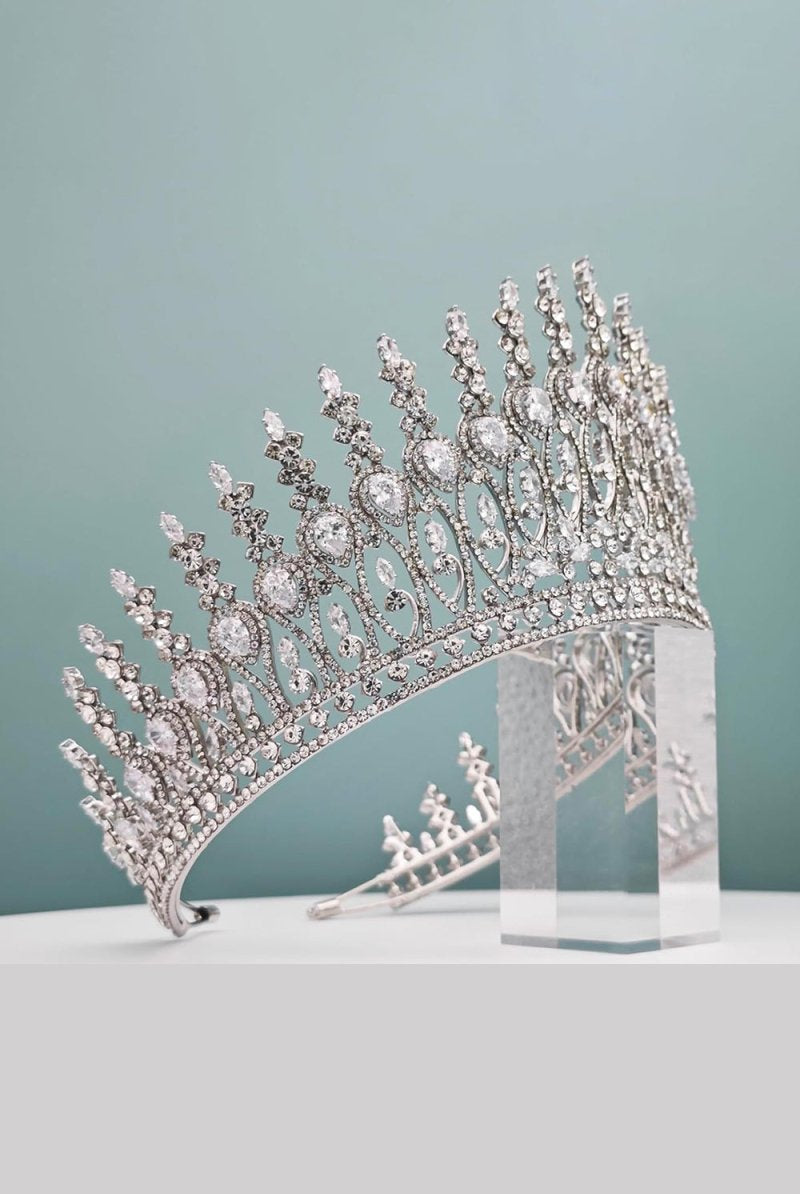 Silver Tall Wedding Tiara - KissProm