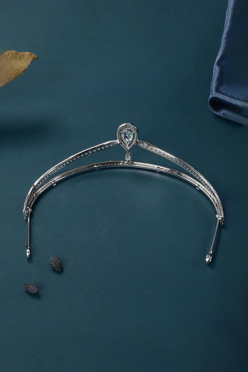 Silver Teardrop Zircon Tiaras - KissProm