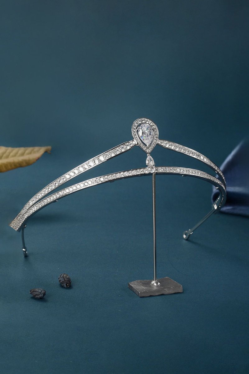 Silver Teardrop Zircon Tiaras - KissProm