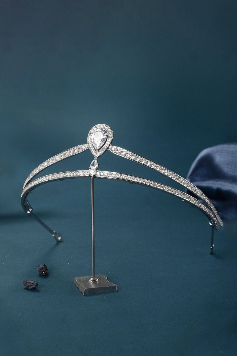 Silver Teardrop Zircon Tiaras - KissProm
