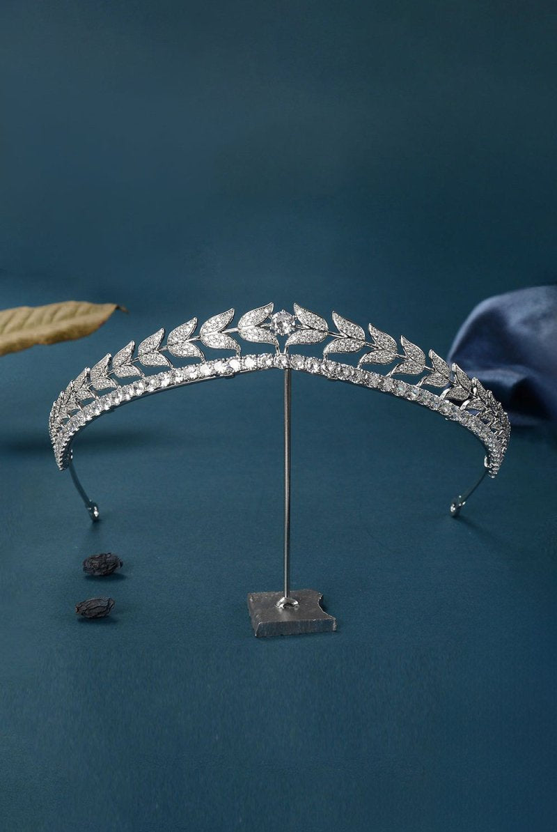 Silver Zircon Laurel Crowns for Women - KissProm