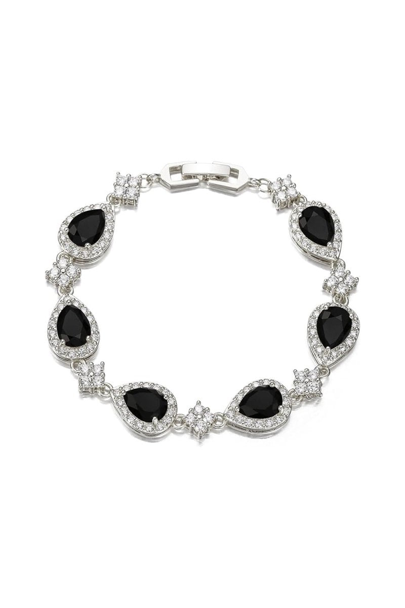 Black Rhinestone Zirconia Teardrop Tennis Bracelets - KissProm