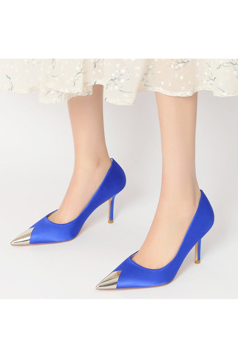 Simple Cocktail Metallic Pointed Toe High Heels - KissProm