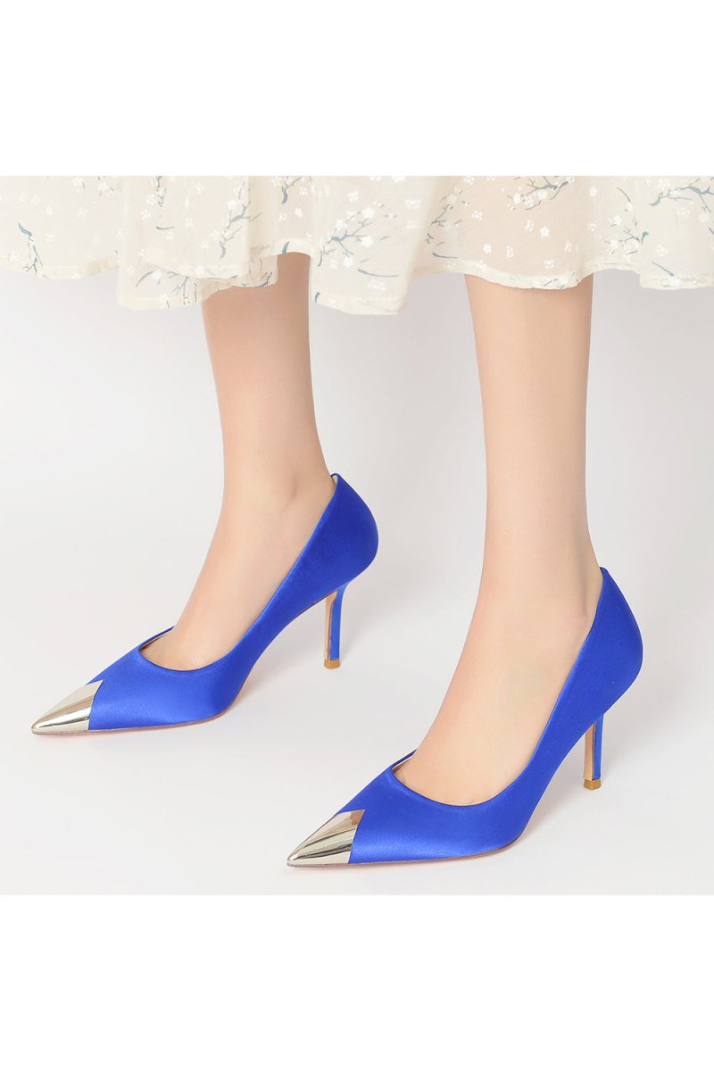 Simple Cocktail Metallic Pointed Toe High Heels - KissProm