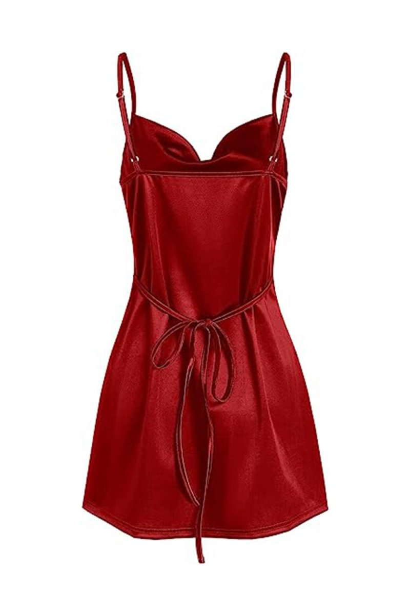 Simple Cowl Neck Champagne Satin Homecoming Dress