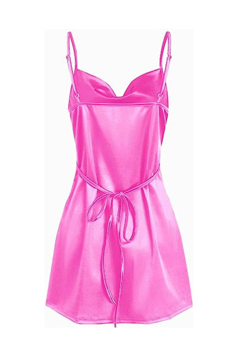 Simple Cowl Neck Champagne Satin Homecoming Dress