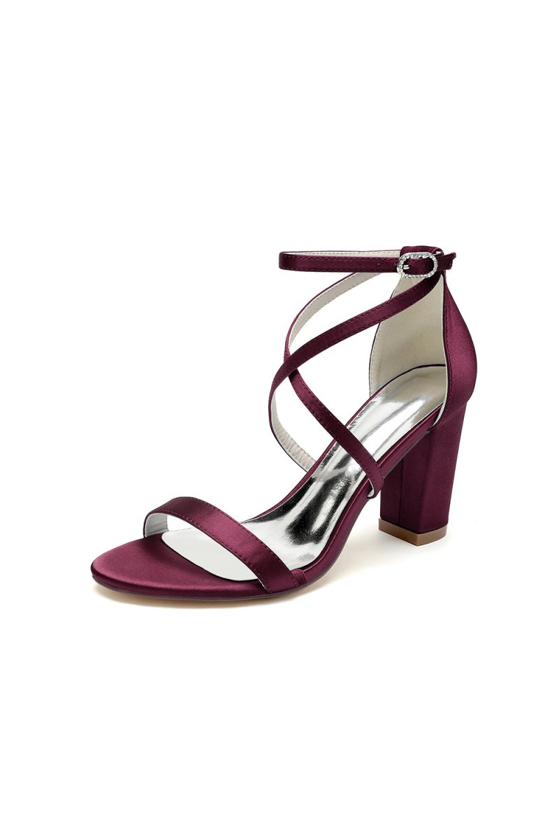 Simple Open Toe Cross Strap High Heels - KissProm