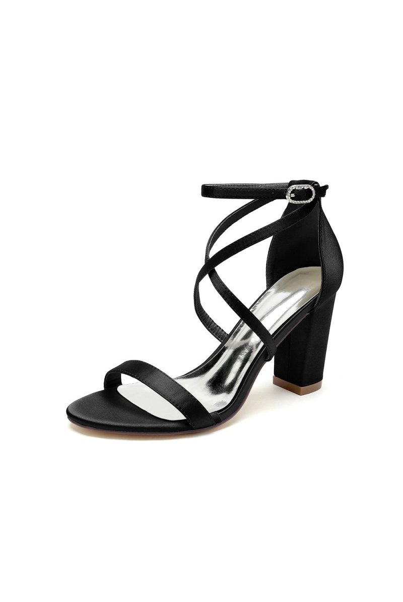 Simple Open Toe Cross Strap High Heels - KissProm