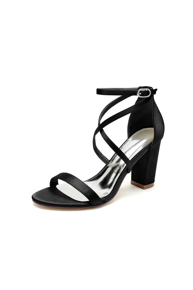 Simple Open Toe Cross Strap High Heels - KissProm