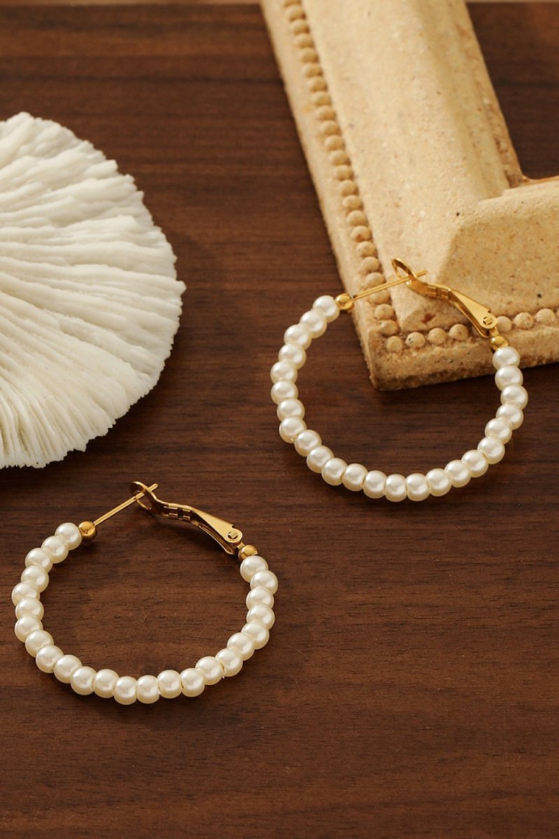 Simple Pearl Hoop Earrings - KissProm