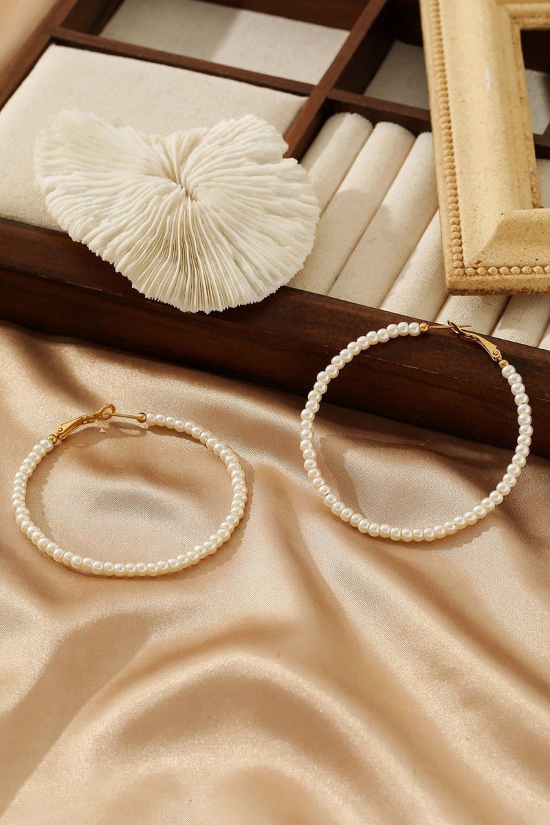 Simple Pearl Hoop Earrings - KissProm