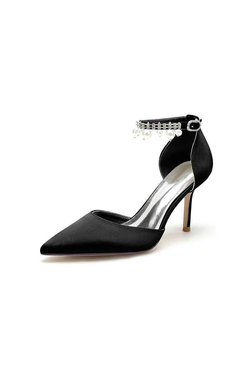 Pointed Toe Wedding Heels with Pearl Tassel - KissProm