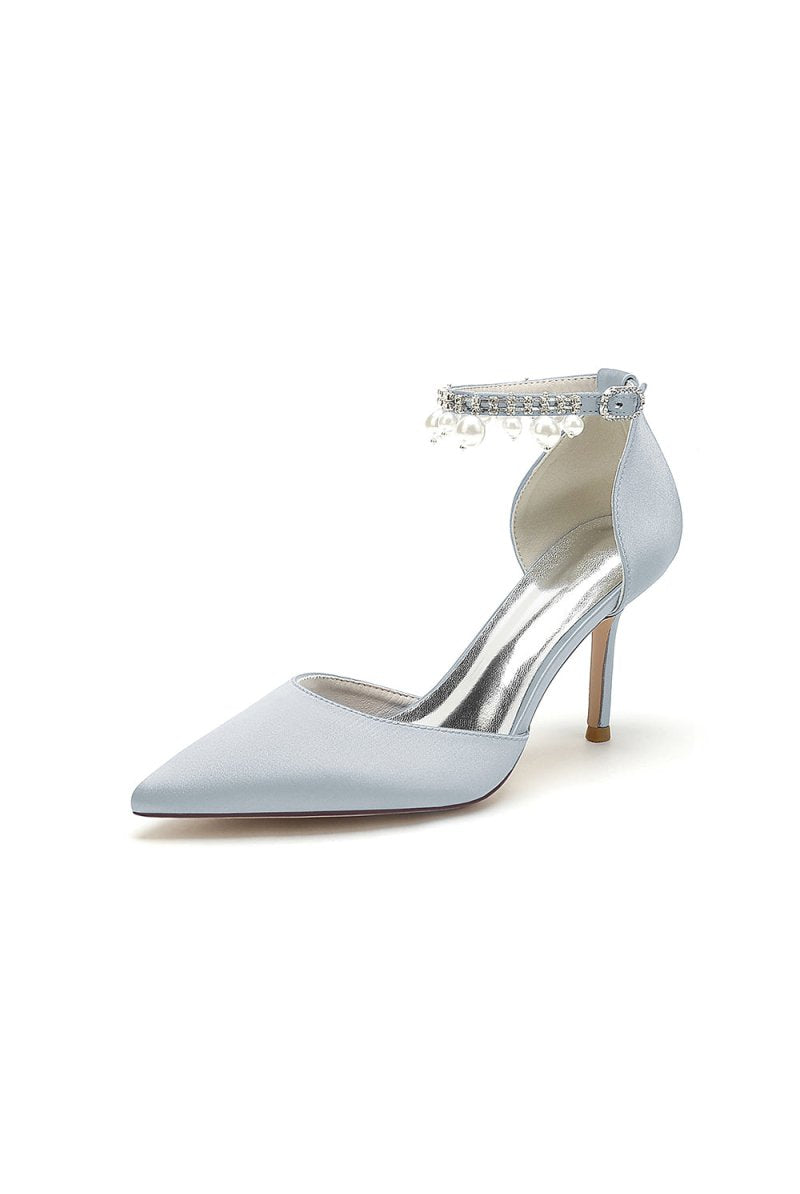 Pointed Toe Wedding Heels with Pearl Tassel - KissProm