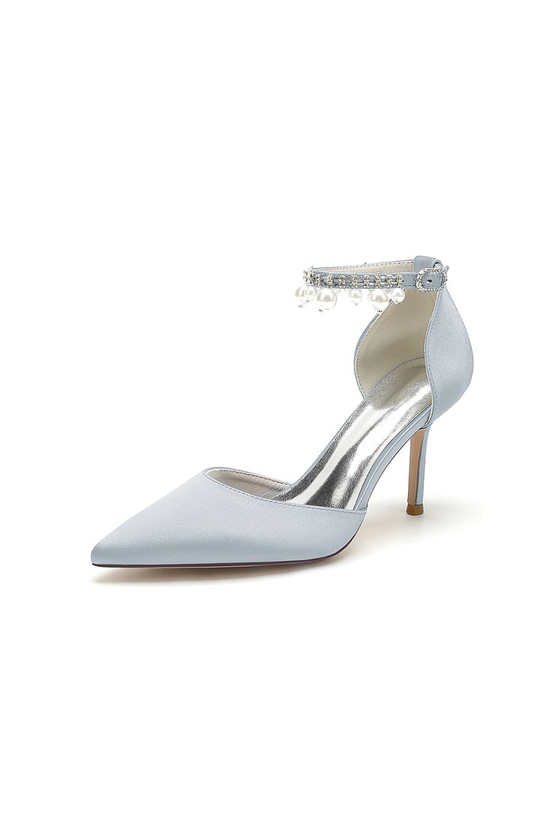 Pointed Toe Wedding Heels with Pearl Tassel - KissProm