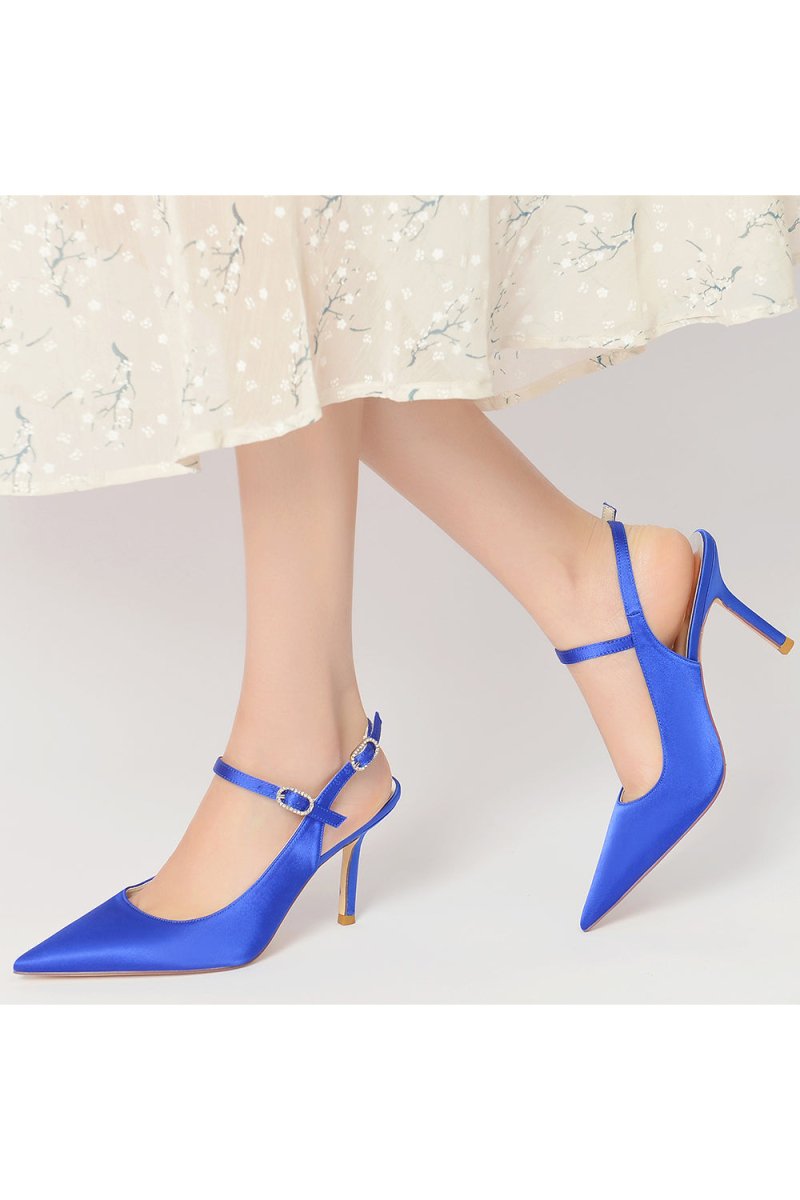 Simple Slingback Pointed Toe High Heels - KissProm