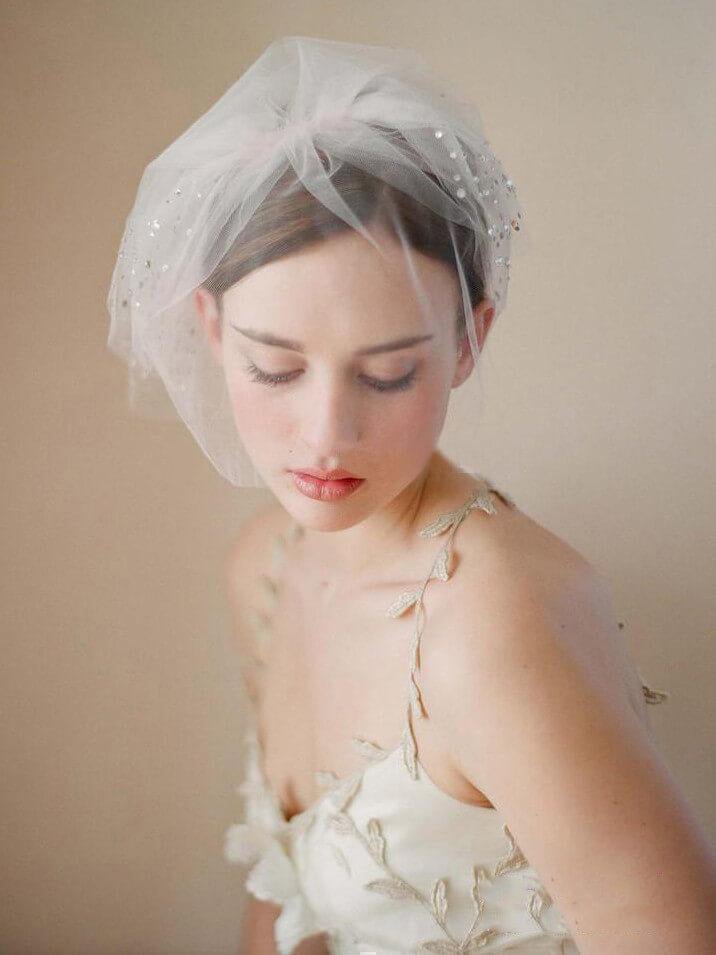 Simple Vintage - Inspired Birdcage Veils Ivory Blusher Veil - KissProm