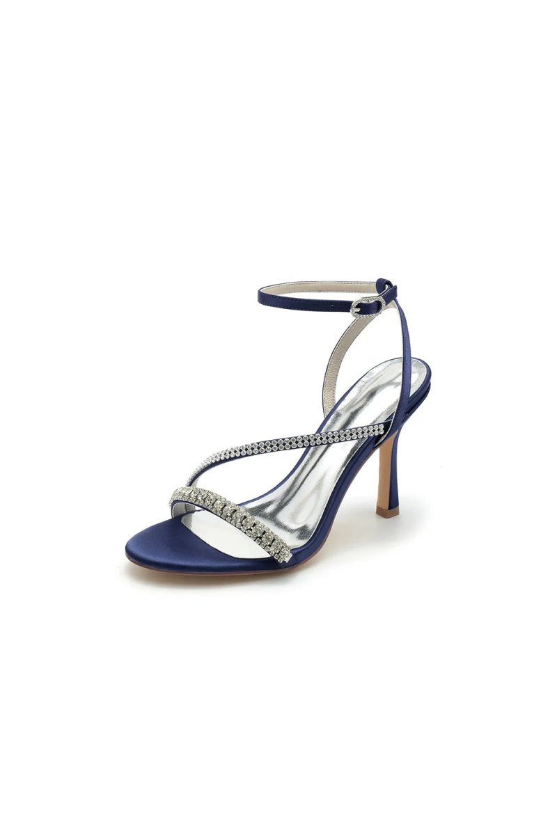 Single Strap Ankle Strap Wedding Shoes With Rhinestone - KissProm