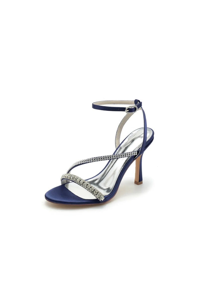 Single Strap Ankle Strap Wedding Shoes With Rhinestone - KissProm