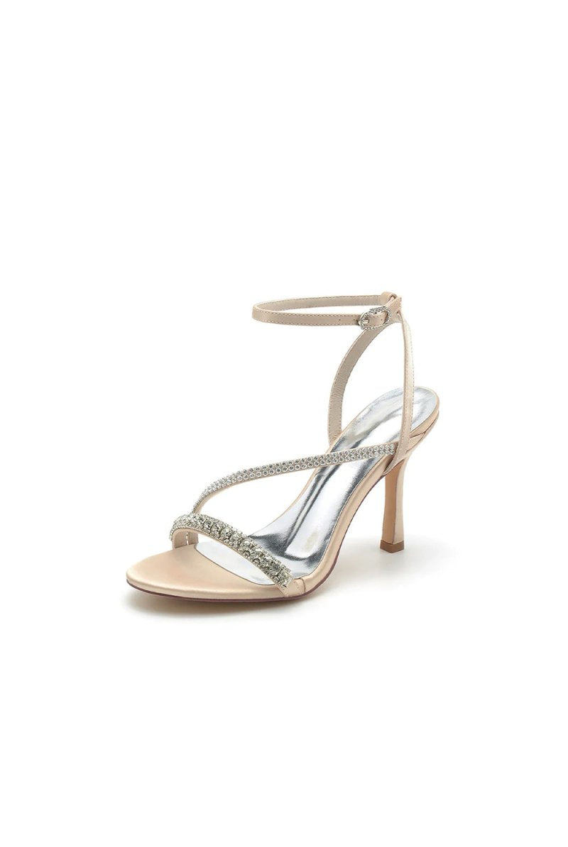 Single Strap Ankle Strap Wedding Shoes With Rhinestone - KissProm