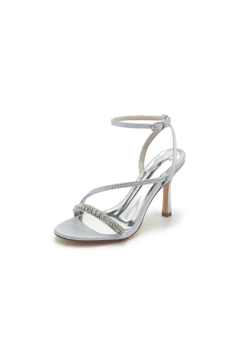 Single Strap Ankle Strap Wedding Shoes With Rhinestone - KissProm