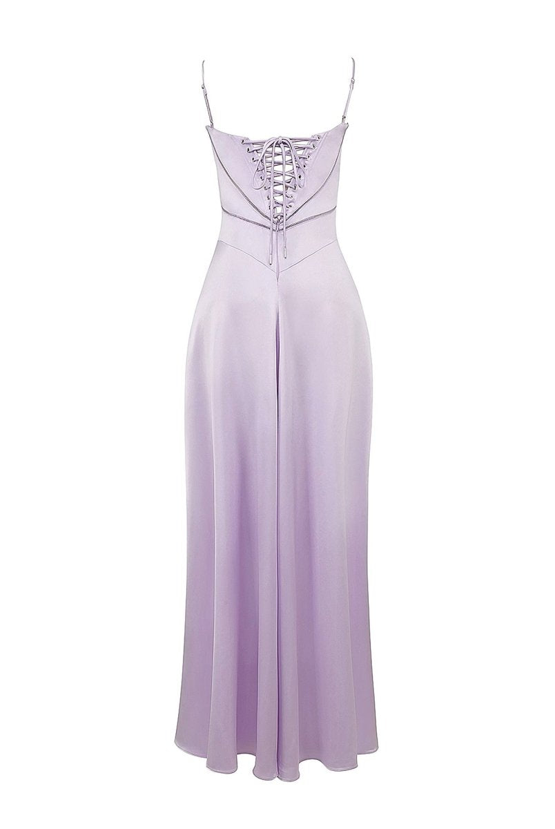 Skye | Lavender Straps A - line Long Formal Dress - KissProm
