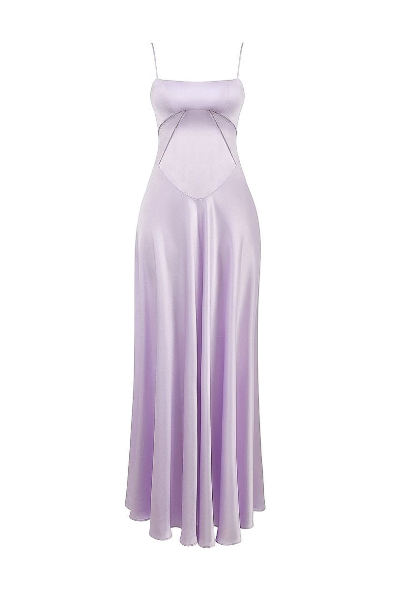 Skye | Lavender Straps A - line Long Formal Dress - KissProm