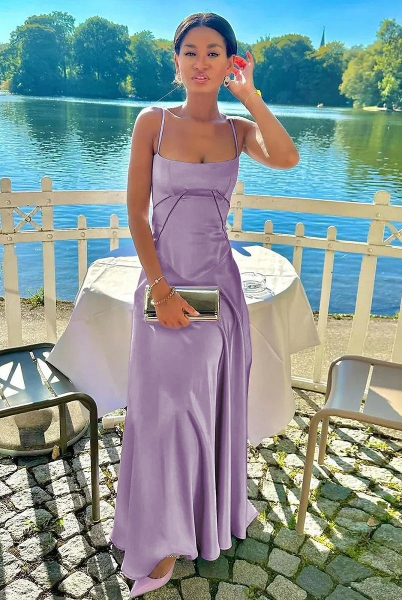 Skye | Lavender Straps A-line Long Formal Dress