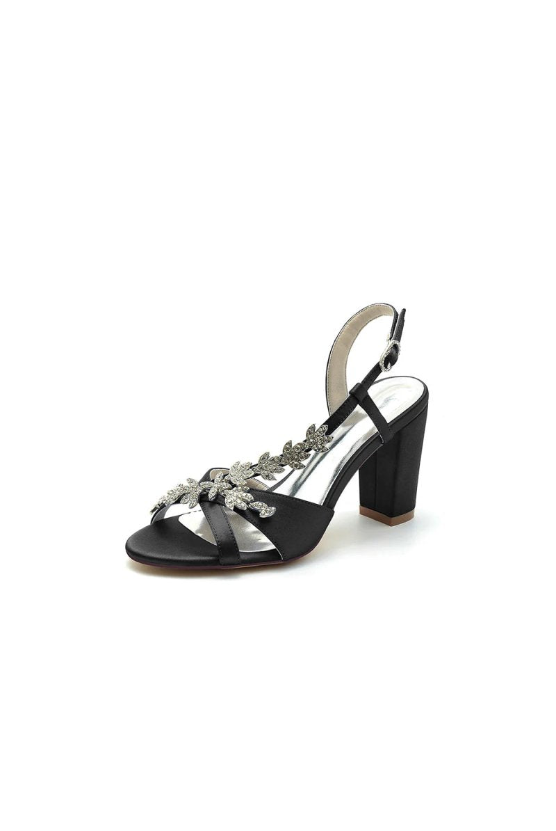 Slingback Strap Open Toe Block Heels - KissProm