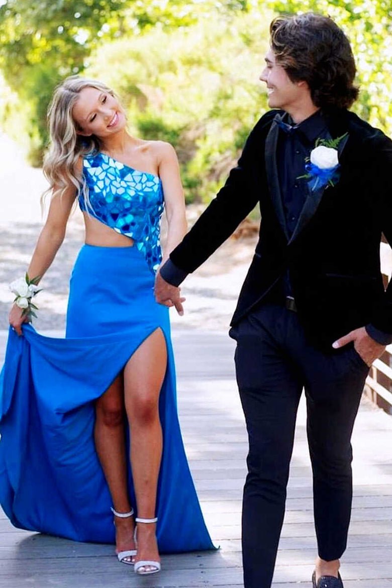 Ashley |Sheath One Shoulder Cut Mirror Sequins Prom Dress