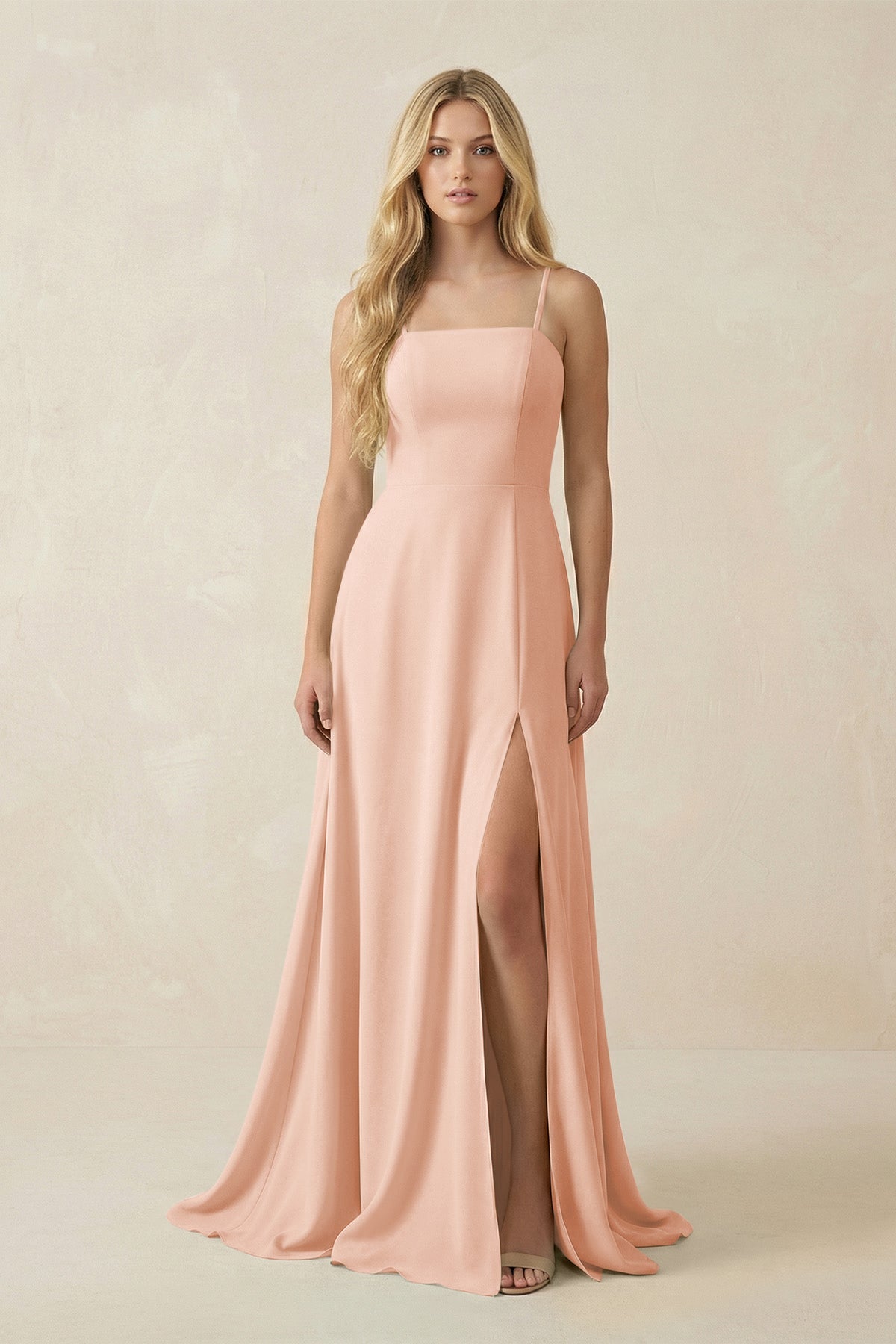 Spaghetti Strap Chiffon A-Line Bridesmaid Dress in English Rose, English Rose / 18