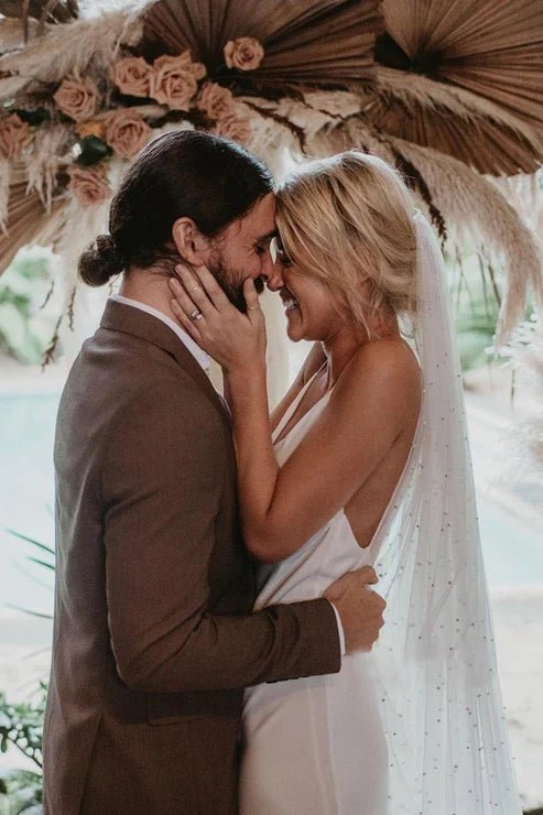 Spaghetti Straps V-neck Simple Beach Wedding Dress