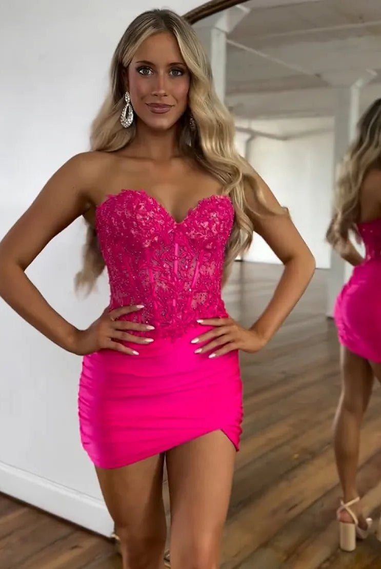 Sparkly Lilac Beaded Appliques Tight Homecoming Dress