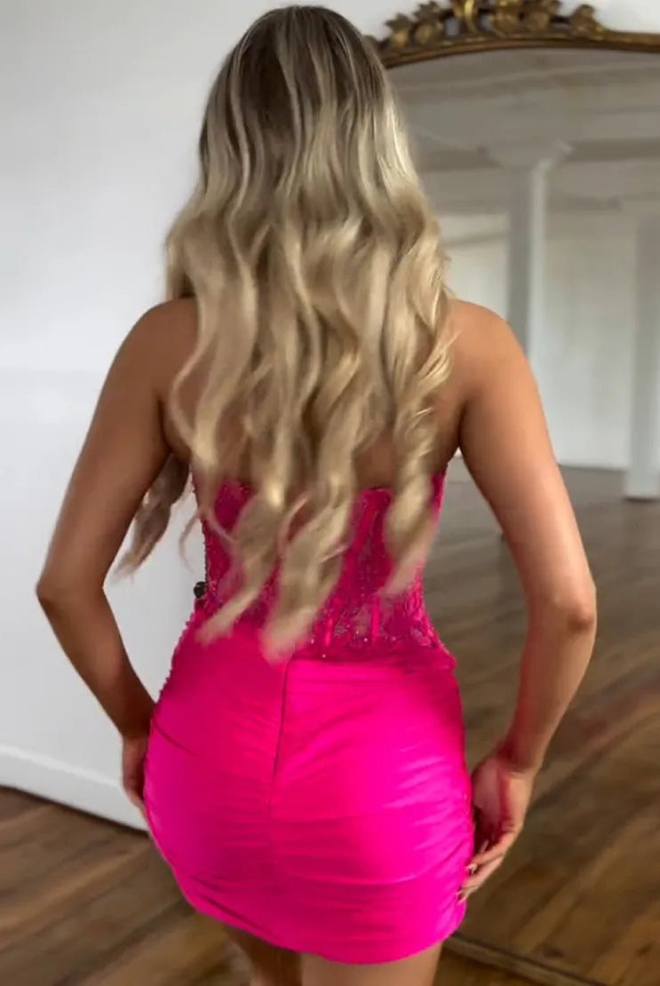 Sparkly Lilac Beaded Appliques Tight Homecoming Dress