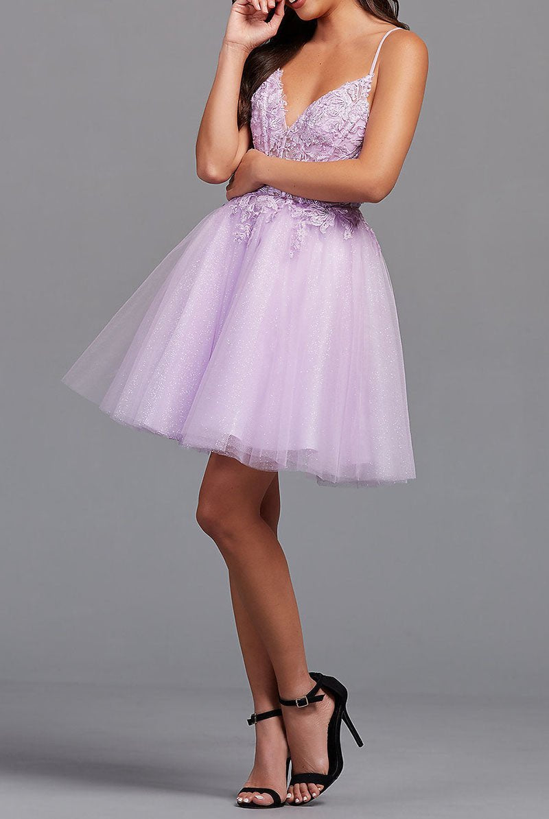 Althea |A-Line Backless Tulle Appliqued Homecoming Dress