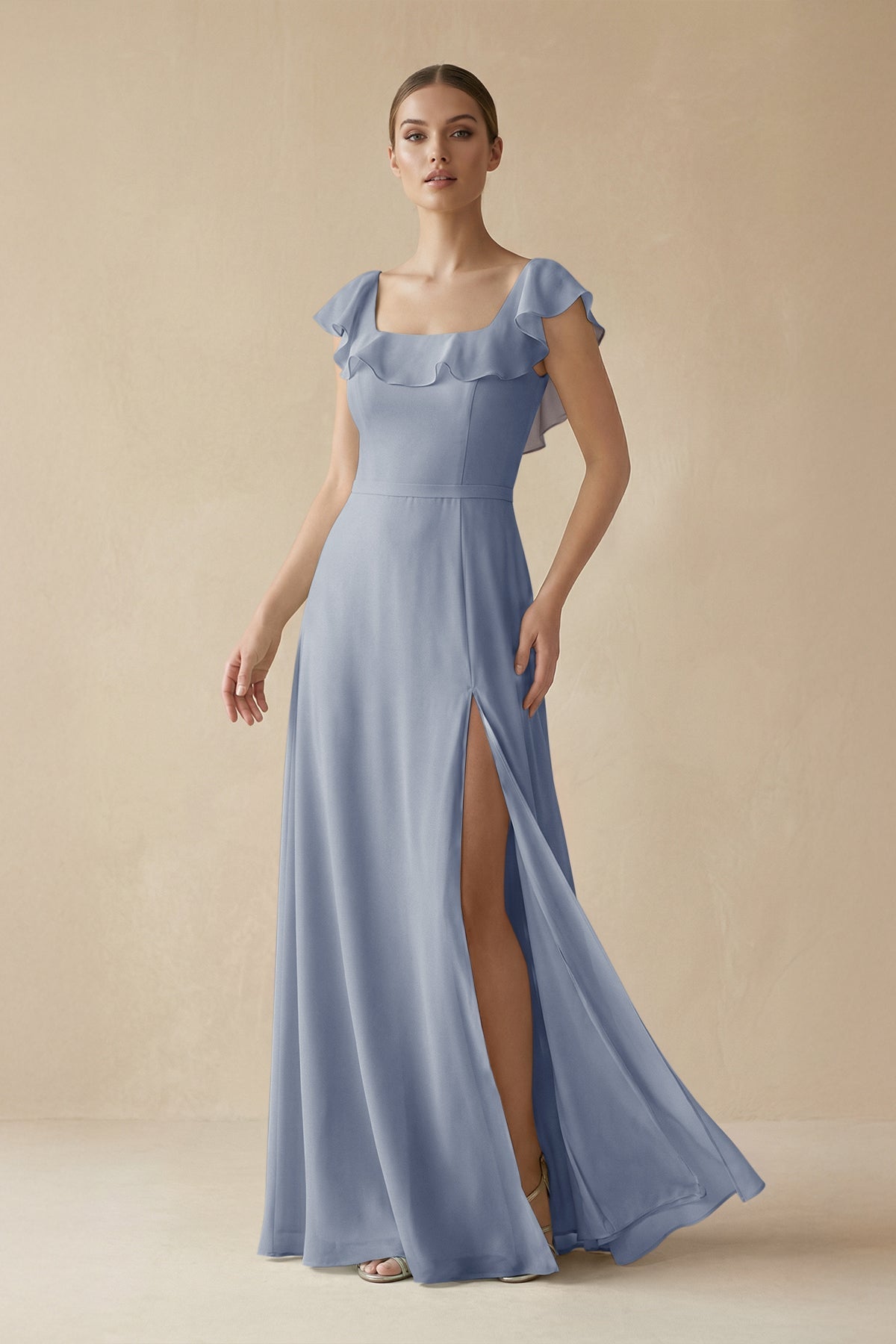 square neck bridesmaid dress Elegant Square Neck Long Black Bridesmaid Dress BD128 US18 / Custom Color