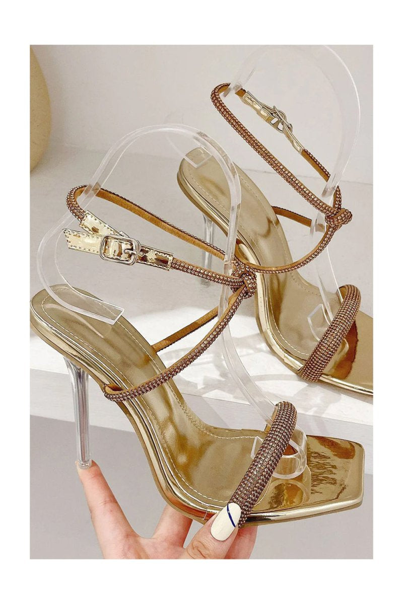 Square Toe Stiletto Black High Heels - KissProm