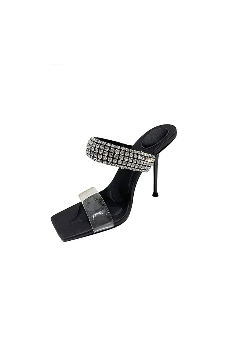 Square Toe Stiletto High Heels with Beading - KissProm