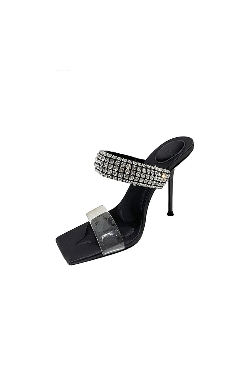 Square Toe Stiletto High Heels with Beading - KissProm