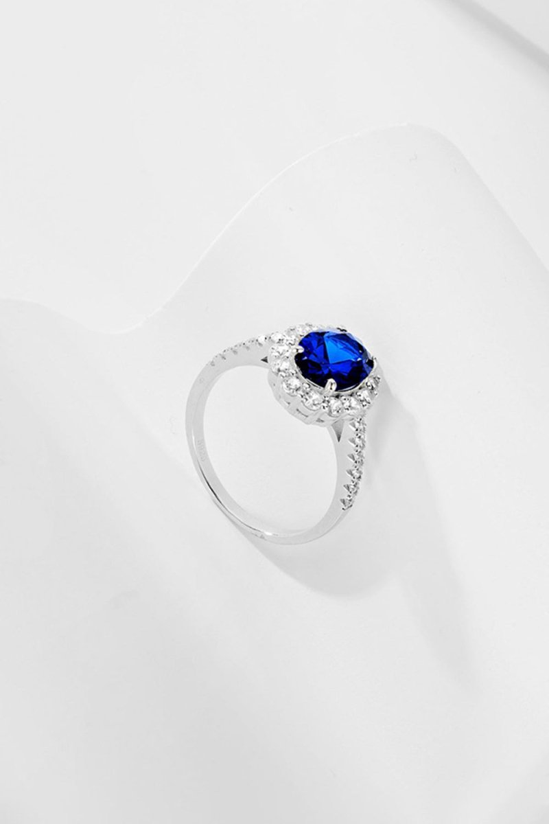 Sterling Silver Oval Royal Blue Sapphire Ring - KissProm