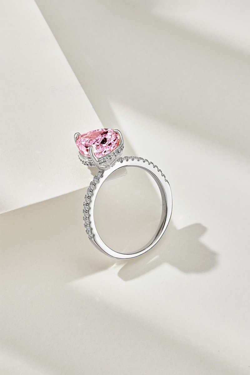 Sterling Silver Pear Cut Radiant Zircon Engagement Ring