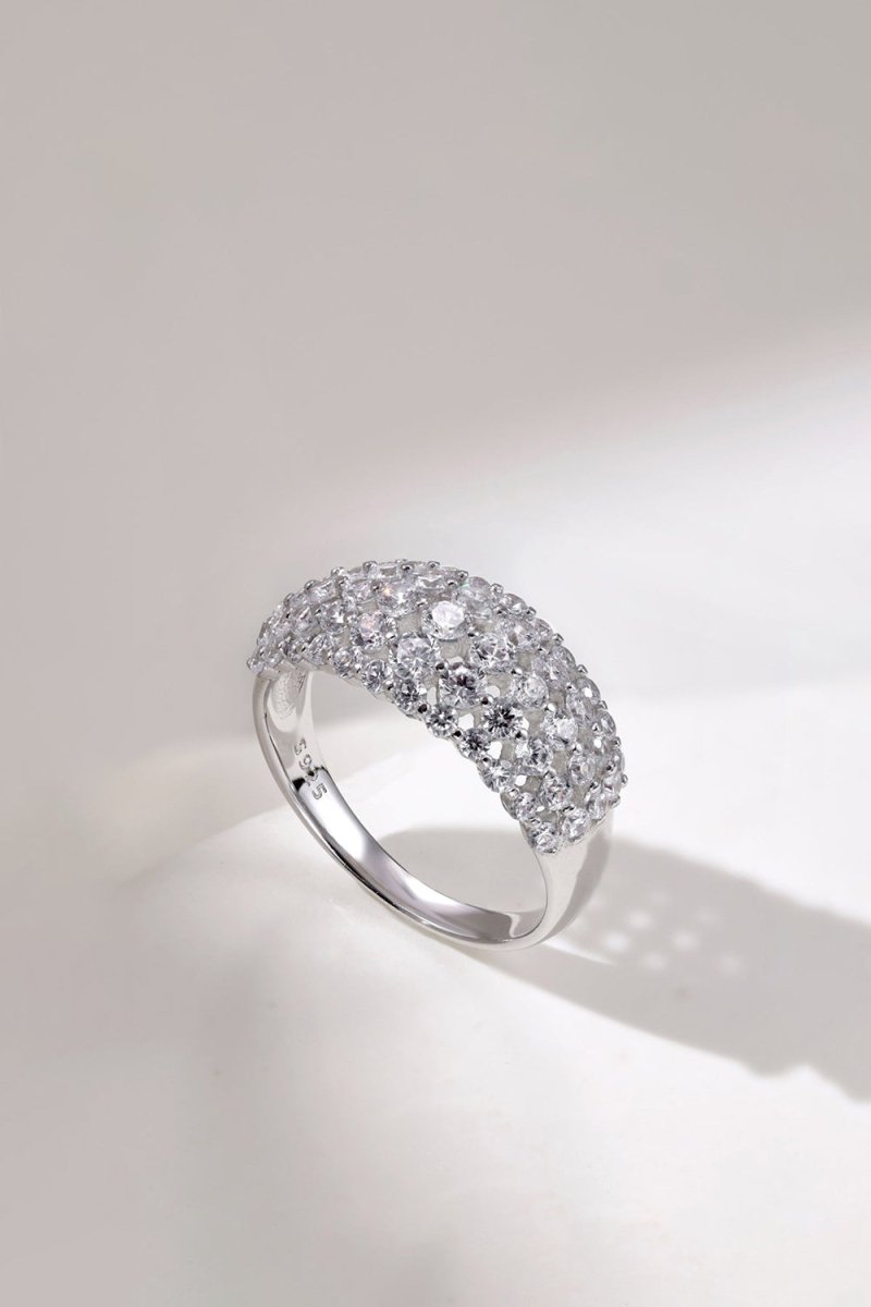 Sterling Silver White Zircon Band Ring - KissProm